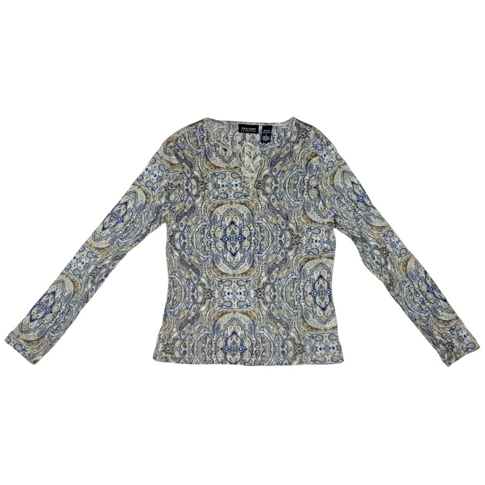 New York & Co. Semi-Sheer Paisley Shirt EUC
